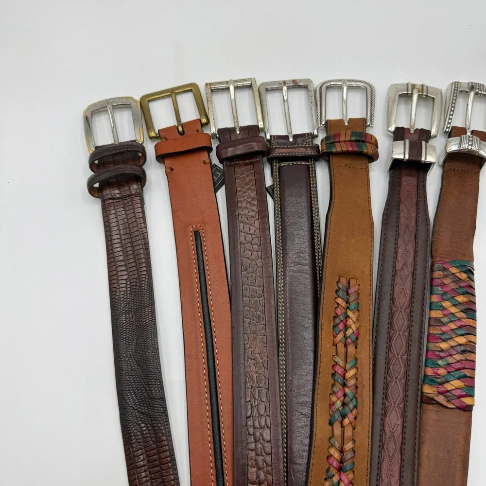Mens Leather Belt Lot‎ 7pc Jos A Bank Territory Ahead Trafalgar Brown Woven 40